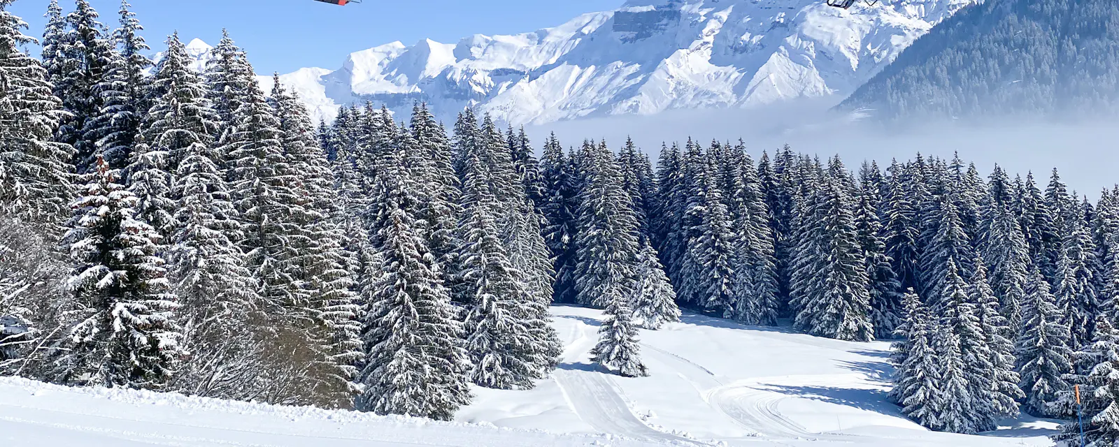 Remontée mécanique au-dessus des pentes enneigées de Samoëns